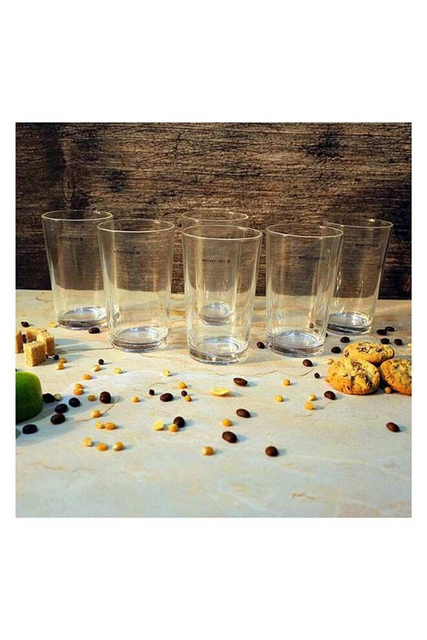 Royalford 6-Piece 360 ml Glass Tumbler Set, Lightweight Transparent Drinking Glasses, Dishwasher-Safe, Ideal for Party Picnic BBQ Camping Garden Serve Water Juice Wine Whisky & More, Clear, RF6777 C