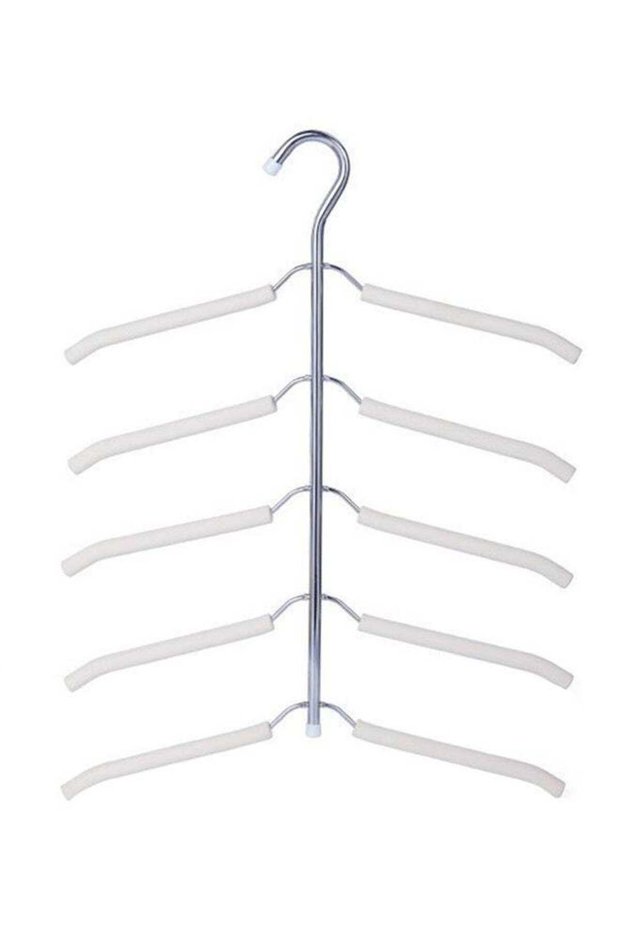 Multilayer Fish Bone Shape Stainless Steel Clothing Storage Hanger White