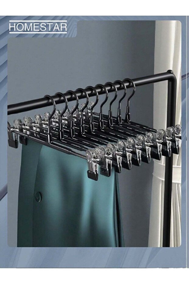 10 Pcs Heavy Duty Add on Metal Pants Skirt Hangers, Stackable Add-on Metal Clothes Hangers with 2-Adjustable Clips, Cascading Clip Hangers Space Saving for Jeans, Slacks