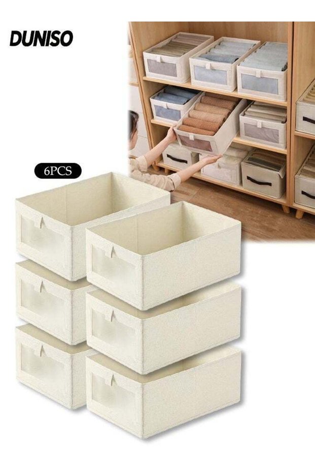 6 Pcs Wardrobe Clothes Organizer, Foldable Clothes Storage Box Organizer, Visible Drawer Organizers Wardrobe Clothing Organizer, Washable Drawer Box for Clothing, T-Shirt, Pants, Toys & Books