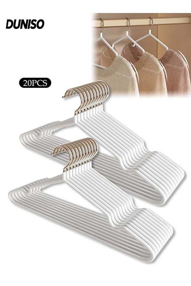20Pcs Plastic Clothes Hangers,Heavy Duty Suit Clothes Hangers, Shirt Hangers with Shoulder Grooves,Anti-Slip,Space Saving,Sturdy and Durable,for Suits, Jackets, Trousers, Jeans