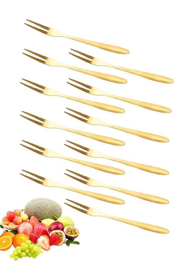 12 Pcs Mini Forks Appetizer Forks Small Fruit Fork for Appetizers Pastry Dessert Metal Forks(Golden)