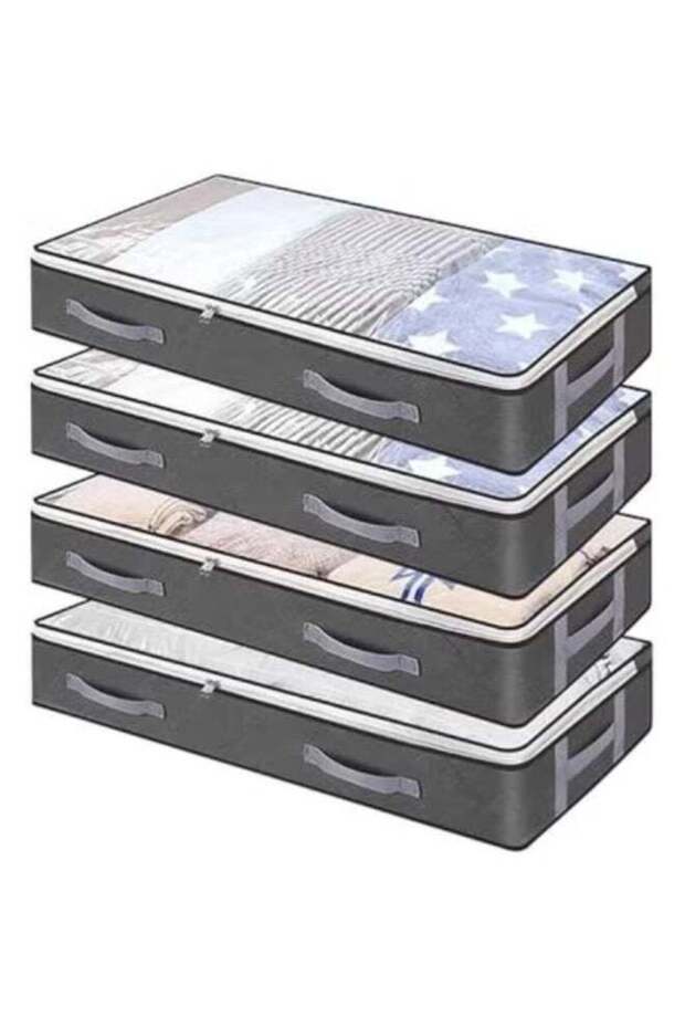 4 Pack Under Bed Storage Containers, Closet Organizers and Storage Bins, Collapsible Underbed Storage Bags for Blankets, Towels, Comforter, Sweaters, Linen Sheets (32-02-4p)