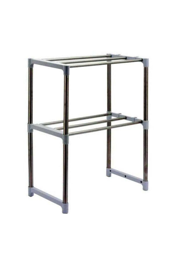 Telescopic Microwave Oven Storage Rack Silver 51x26x5cm
