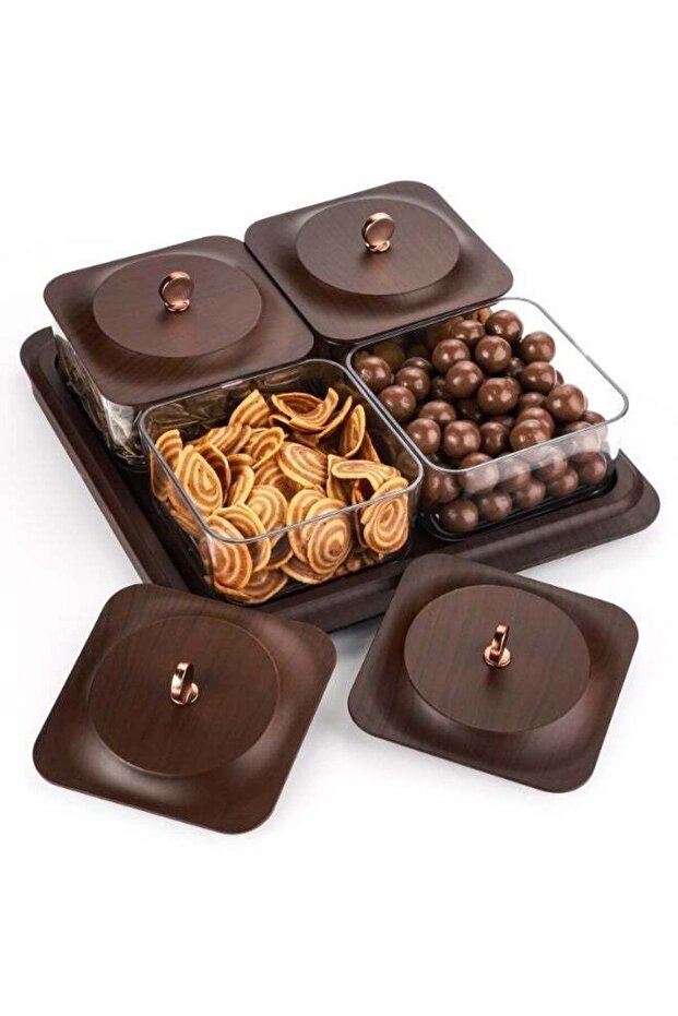Snack Serving Tray,Household Divided Serving Tray with lid,Platter Tray Suitable for Fruit,Candy,Nu