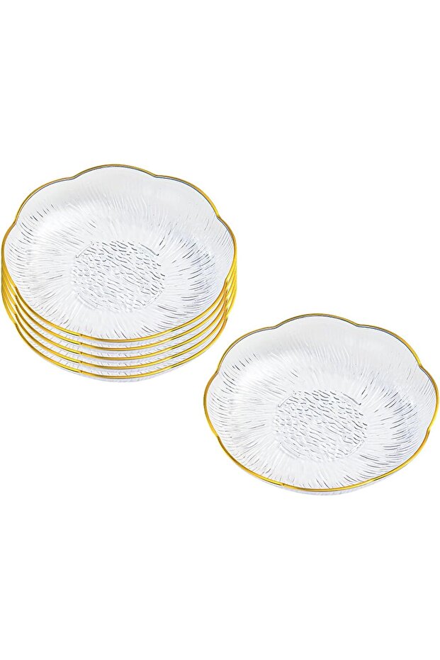 Set of 6 Clear Acrylic Salad Plates, 6 Inch Dinner Dessert Plates, Round Appetizer Plates, Shallow