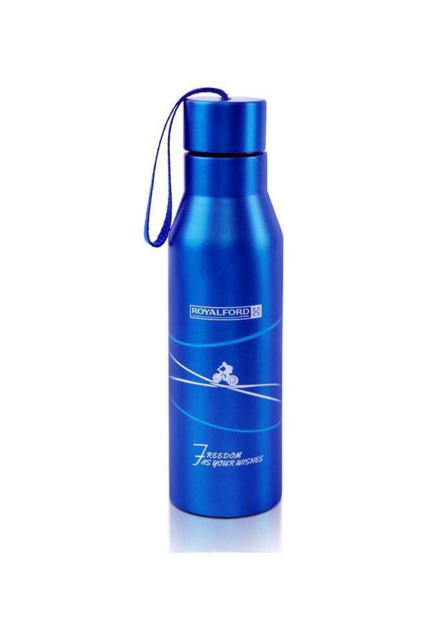 Royalford 950 ml Double-Wall Stainless Steel Vacuum Insulated Water Bottle | Hot & Cold Retention, Leak-Resistant Lid, Hanging Loop | Ideal for Indoor, Outdoor, Travel | Flask | Blue / White | RF9866