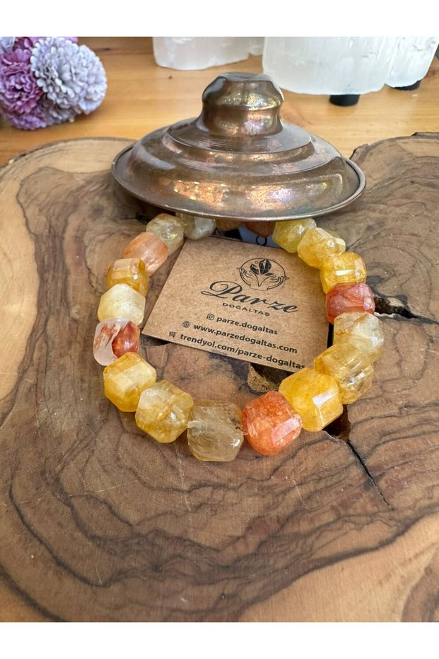 Golden Healer Natural Stone Cube Cut Bracelet