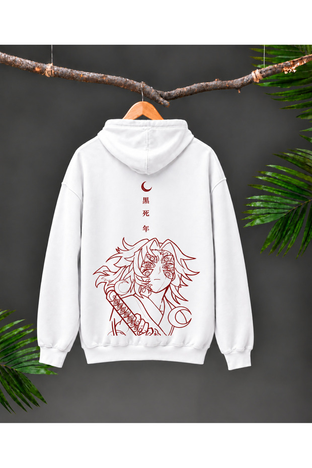 Demon Slayer Kokushibo Anime Printed Hooded Hoodie Unisex Sweatshirt