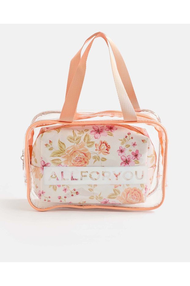 Women Assorted Floral Print 2 Piece Cosmetic Bag Set