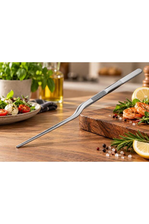 Professional Chef Decorating Tweezers with Slanted Tip 304 Quality Stainless Steel 23 cm