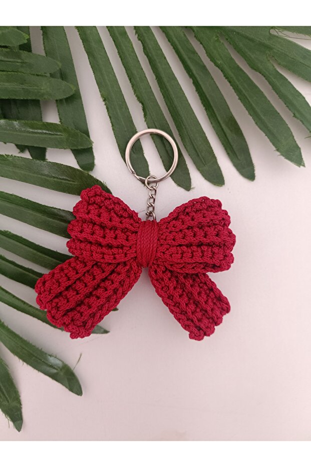 Knitted Bow Keychain, Bag Charm, Bag Accessory Ornament