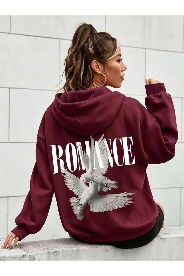Women's 3 Thread Pigeon Back Printed Oversize Hoodie – Hooded Sweatshirt