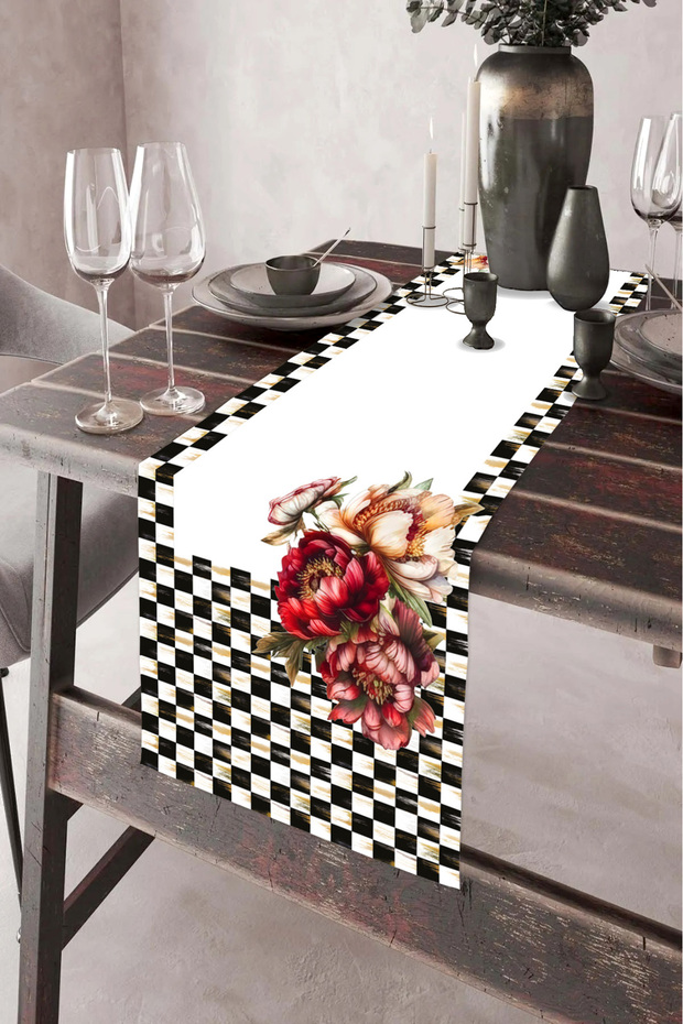 40X140Cm Woven Stain-Resistant Printed Thai Feather Fabric Tablecloth Decorative Runner Washable