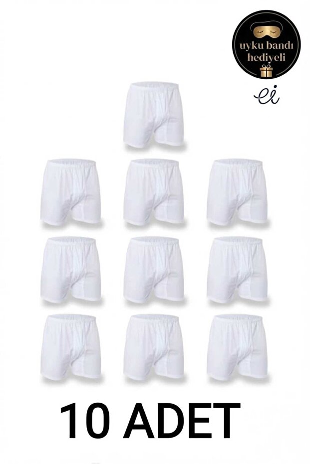 10-Pack 100% Cotton Comfortable Fit Men's Long Boxer Shorts - Custom Made Sleep Band Gift Set with Multiple Underpants