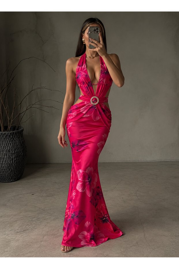 Maxi Boy Zirconium Stone Detailed Dress