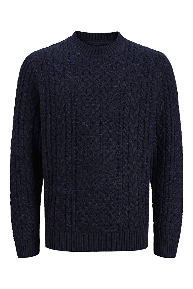 Jprblucallum cable knit crew neck