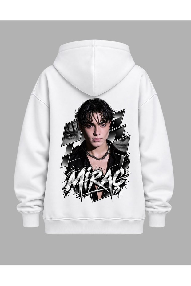Crush Group Miraç Designed Hoodie with Front and Back Prints, 100% Cotton, 3 Thread Count, Embossed Hoodie, Oversize Sweatshirt