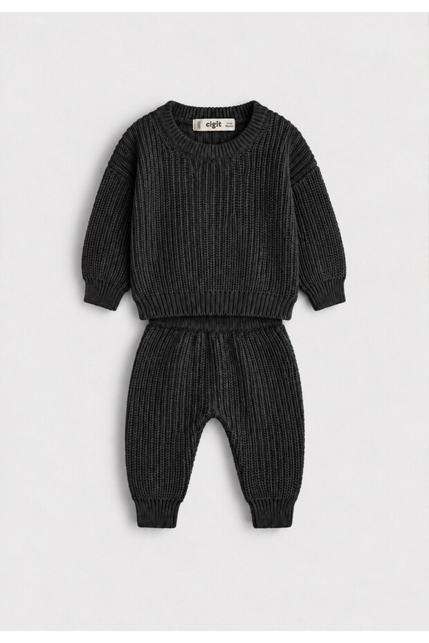 Selanik Knitwear Set 1-5 Years Anthracite