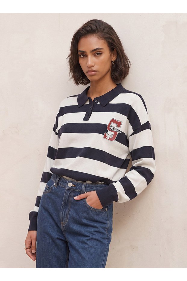 Snoopy Sweatshirt with Button Placket