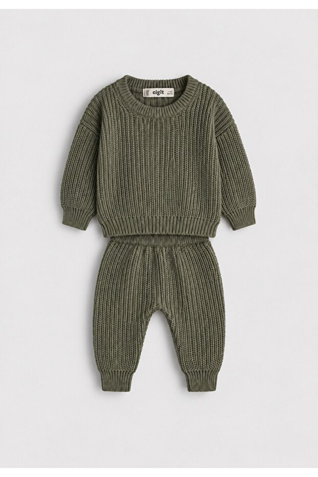 Selanik Knitwear Set 1-5 Years Mint Green