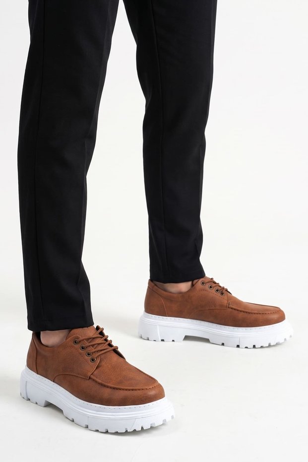 Jy-T13X Kratos Lace-Up Leather Men's Casual Sports Classic Shoes Cbt - Tan