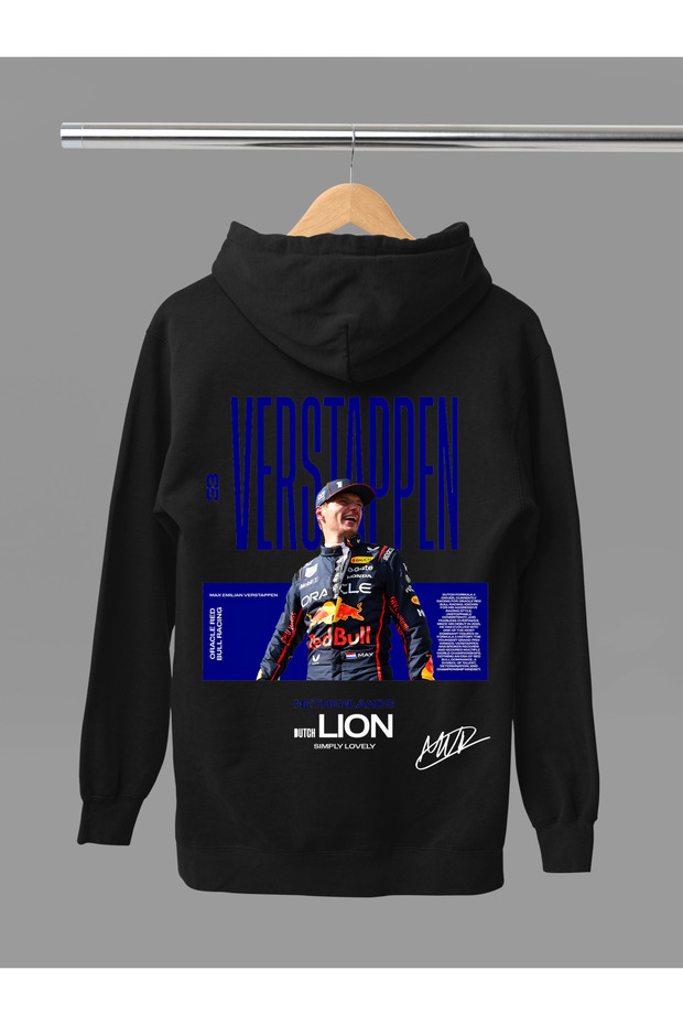 Max Verstappen Baskili Cotton Long Sleeve Fleece-Lined 3 Yarn Hooded F1 Sweatshirt