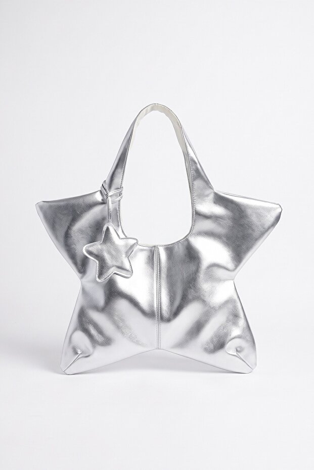 Staria Silver Star Charm Tote Shoulder Bag