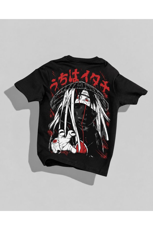 Itachi Uchiha Anime T-Shirt – Naruto Akatsuki Oversized Unisex Black and White T-Shirt