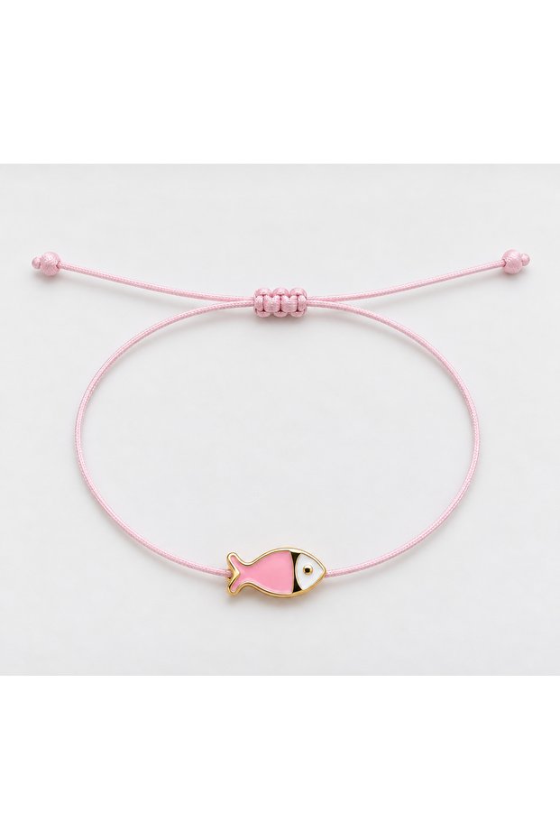 Pink Enamel Fish Figured Adjustable Bracelet
