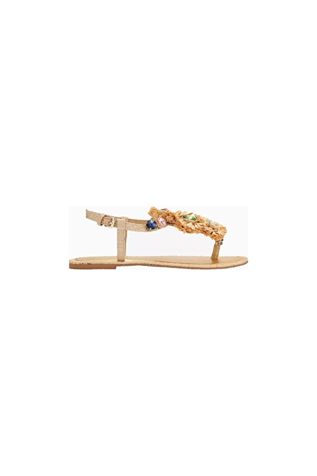 Revel Raffia Floral Detailed Flat Women's Sandals