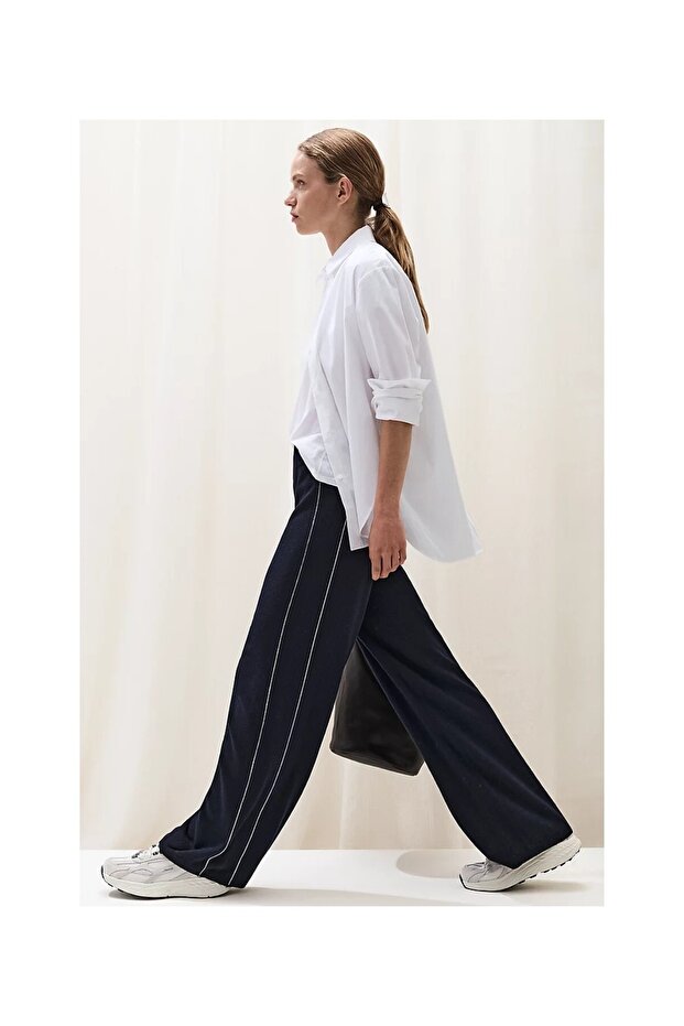 Cashmere Blend Wide Leg Women's Jogger Pants - Short