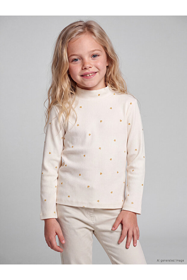 Esvab • Modern & Distinctive T-Shirt with Embroidered Stand Collar for Girls