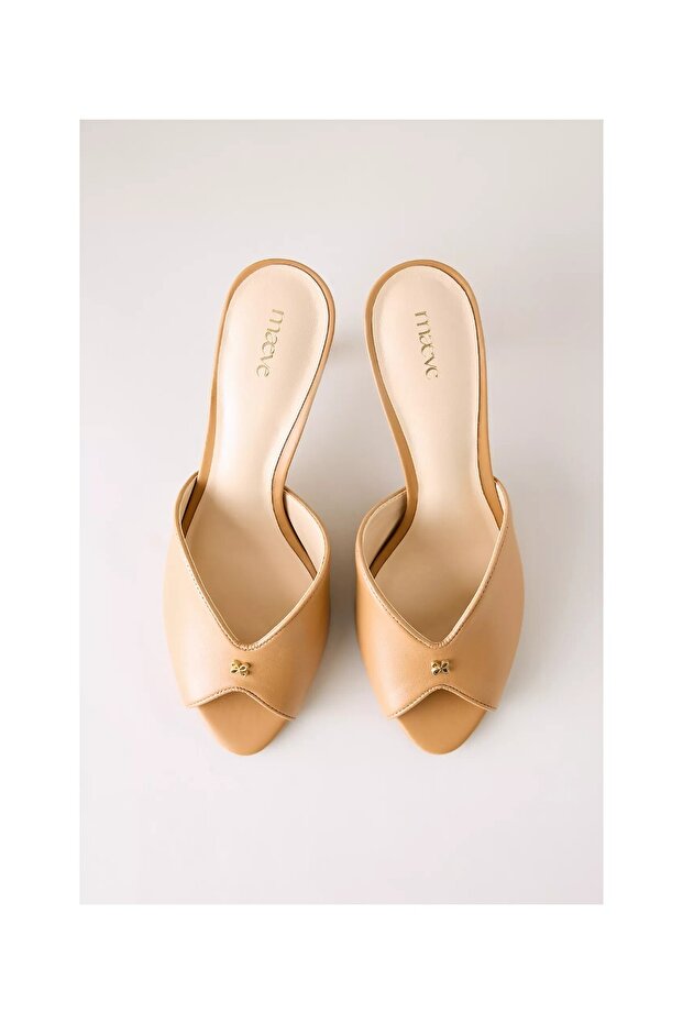 Maeve Peep Toe Kitten Heeled Leather Women's Shoes