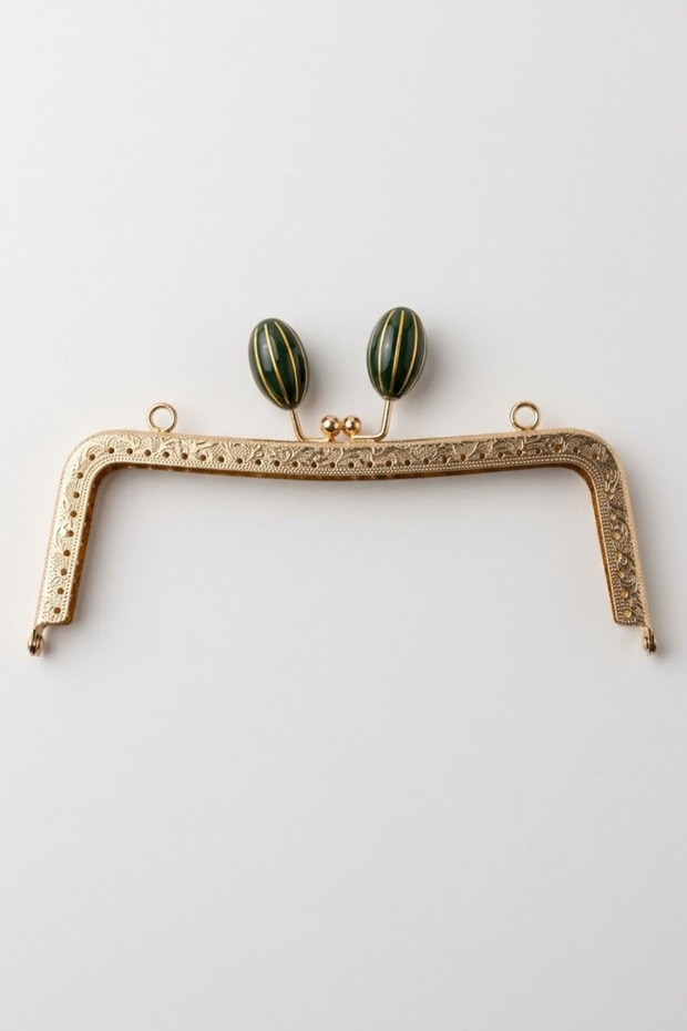 Metal Bag Clip 20 cm - Green Knob Bag Frame Knitting Handmade Bag Accessory
