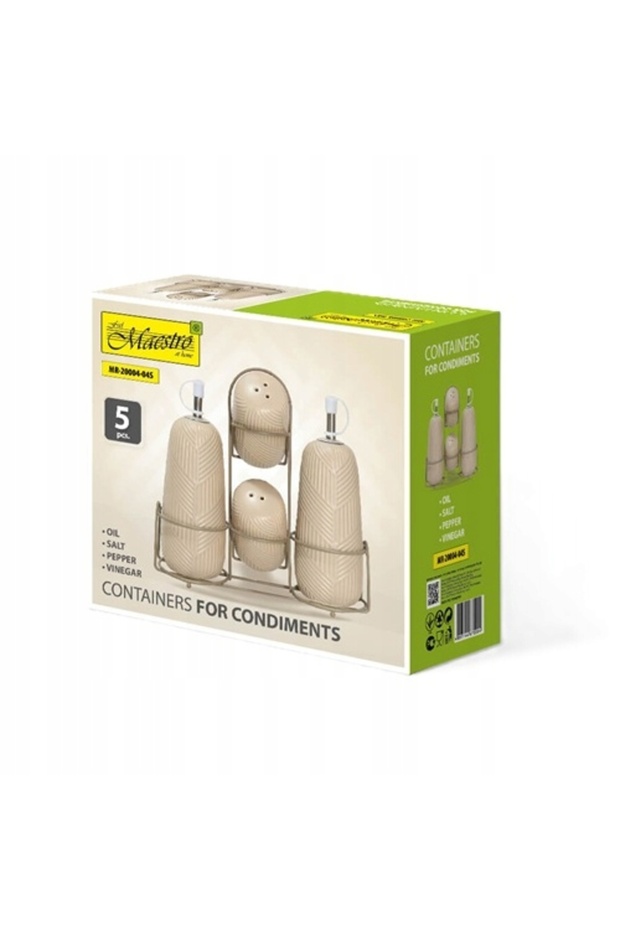 Set de condimente ceramic 5 piese Geometrie Bej