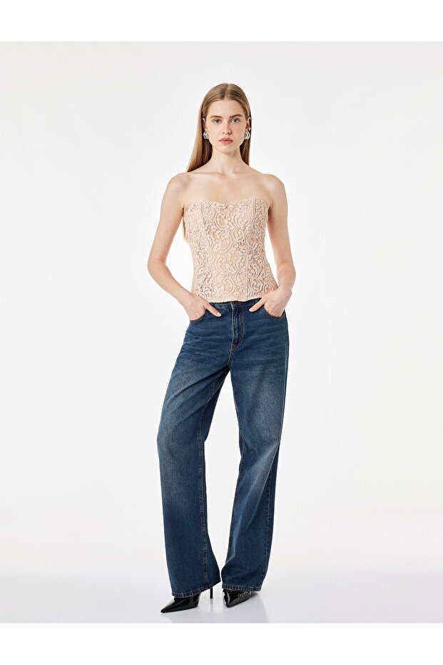 Slim Fit Lace Strapless Corset Top
