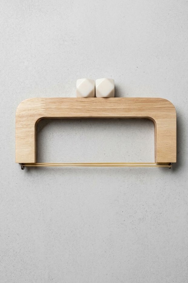 Wooden Magnetic Rectangular Bag Frame 20 cm - White Stone Bag Frame Knitting Handmade Bag Accessory