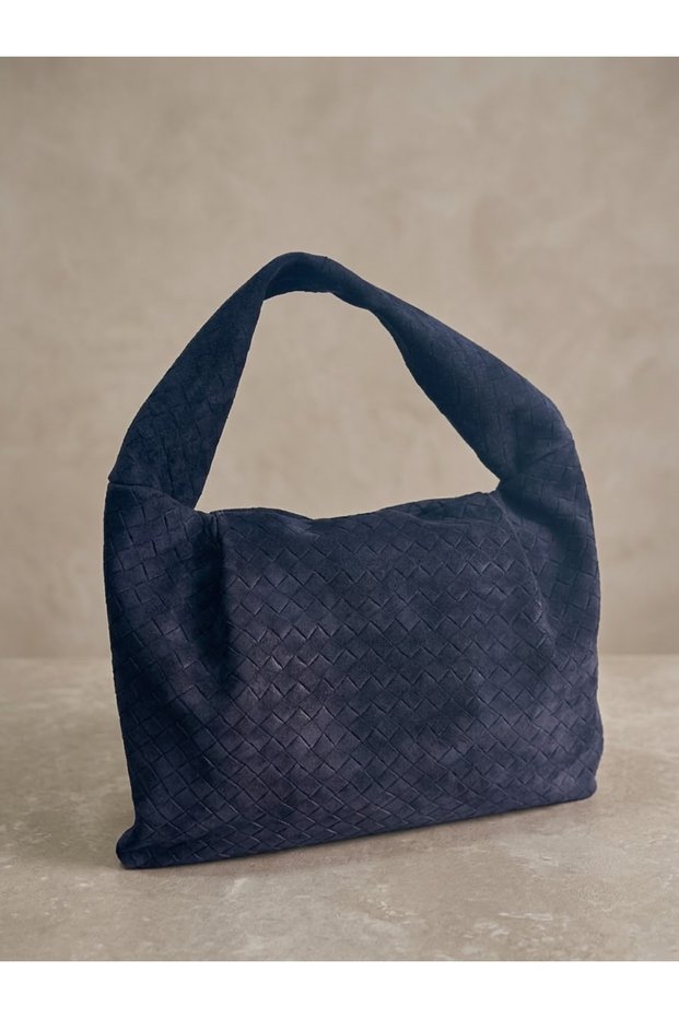 Women's genuine suede leather shoulder bag - large size