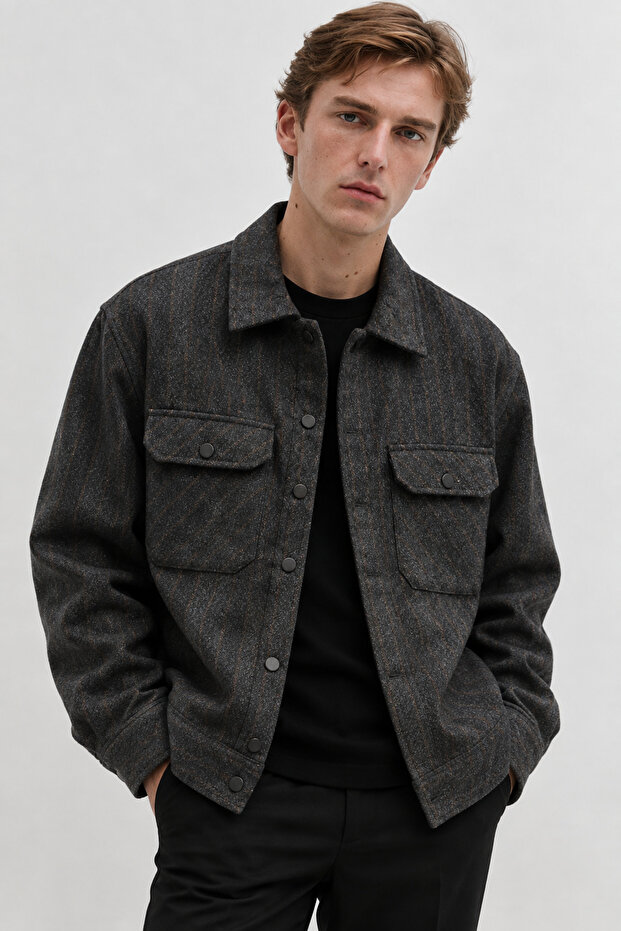 Plaid Double Pocket Regular Men's Jacket |   Mew3411124-1