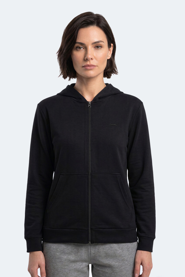 Sera I Women's Zippered Black Sweatshirt