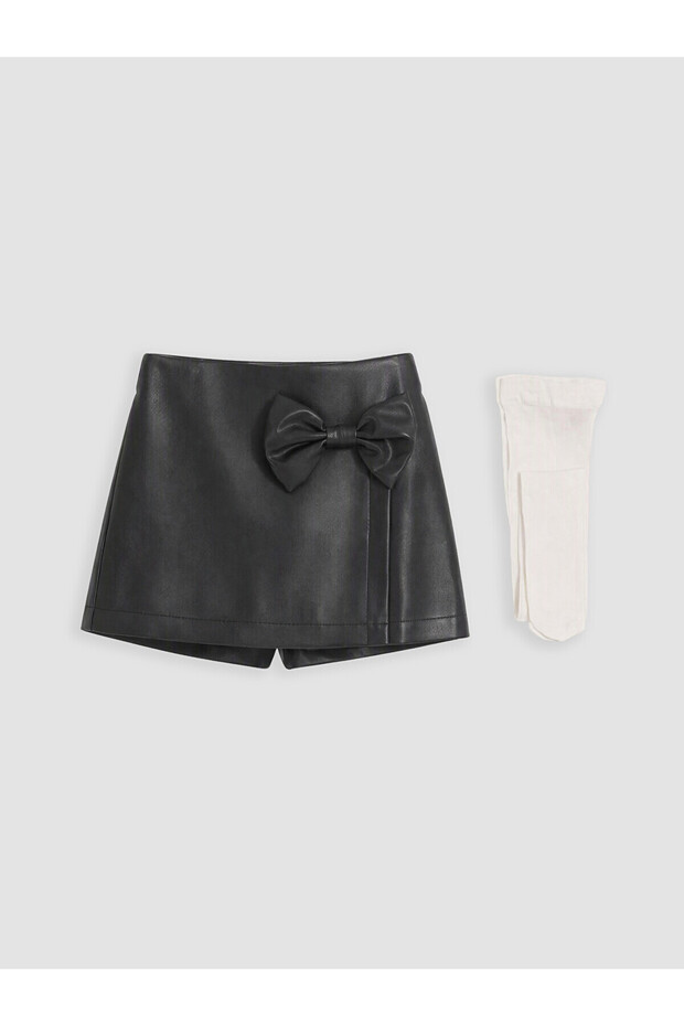 Two Mt Shop Quality Lcw Kids Black Plain Girls Shorts Skirt