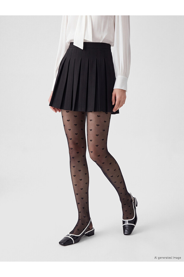 Two Mt Shop Quality Lcw Dream Black Patterned Women's Pantyhose