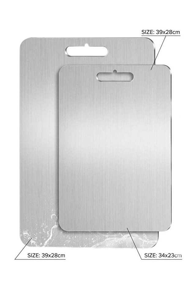 2 Piece 304 Stainless Steel Cutting Board Set Double Sided Chopping Board for Meat Vegetables Fruits Food Grade Kitchen Cutting Board Non Toxic Easy Clean 39x28cm and 34x23cm