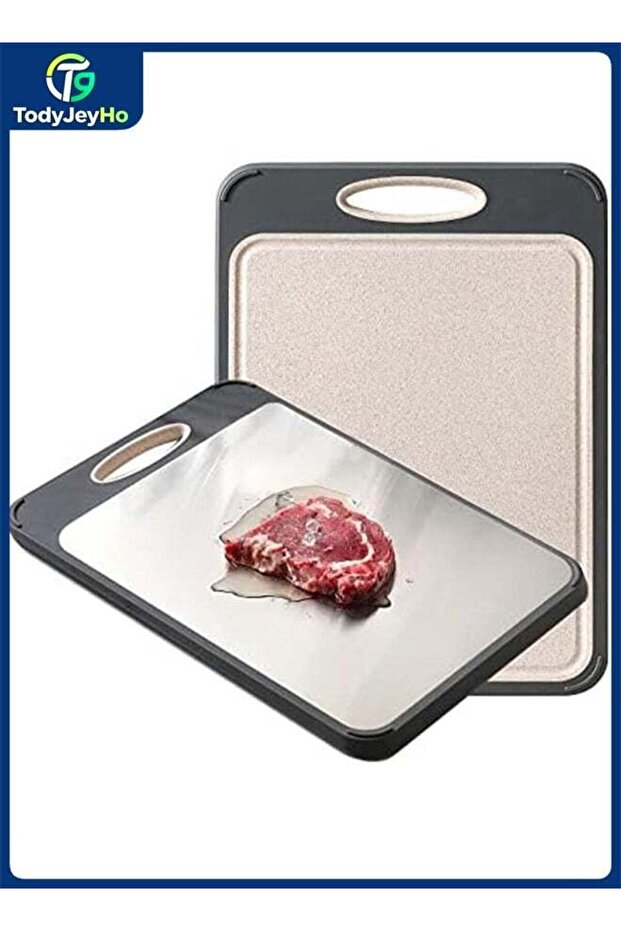 Cutting Board,Large 16”×11” 304 Stainless Steel Cutting Board Kitchen,Food-Grade wheat straw PP Chopping Board with Wheat Straw PP,Double-Side using,Easy-Grip Handle