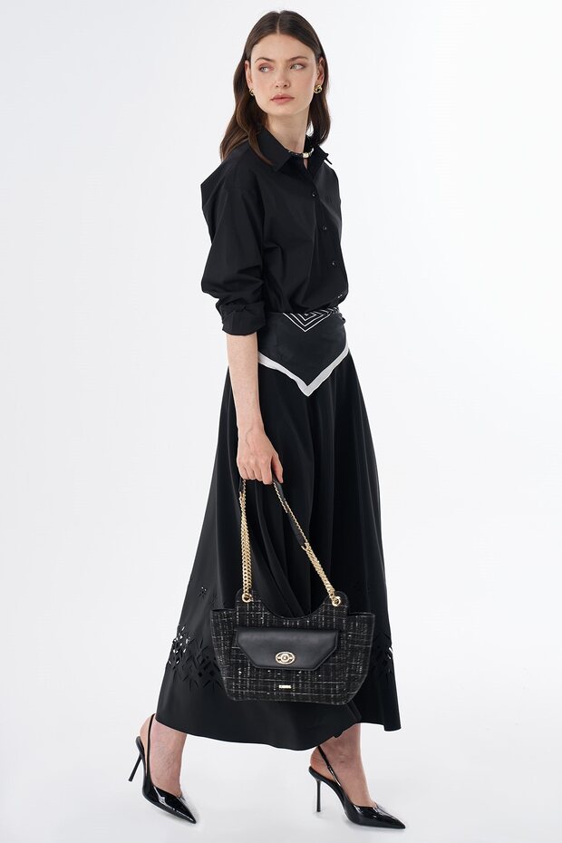 Laser Cut Skirt Black