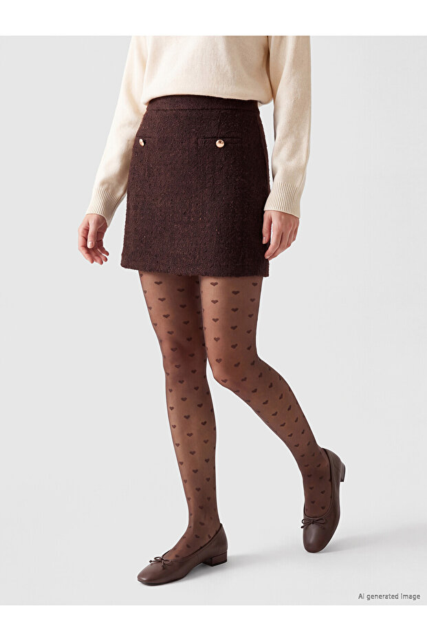 Alita City Lcw Dream Brown Patterned Women's Pantyhose with a Difference