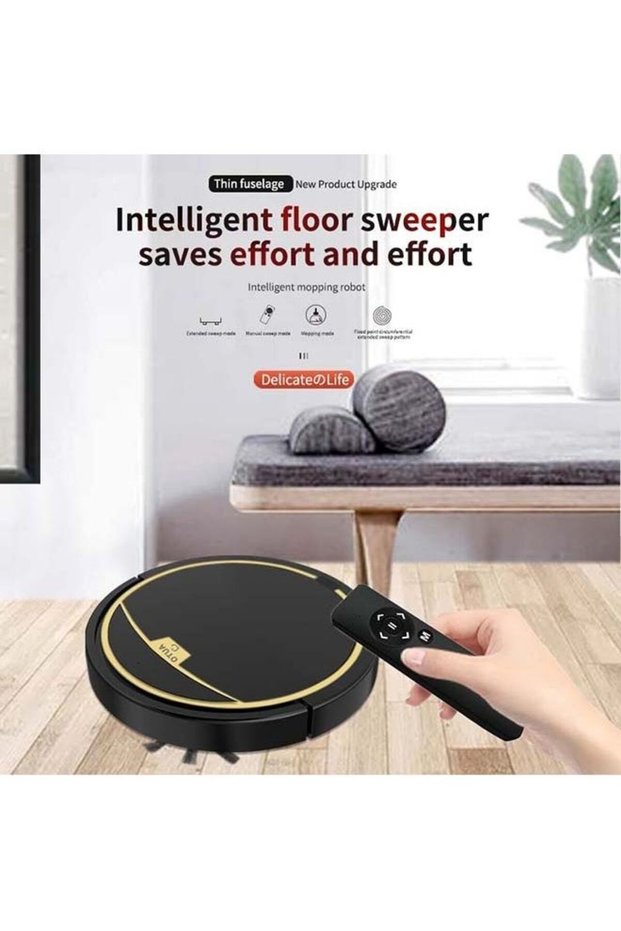 3-In-1 Robot Vacuum Cleaner with 150ml Water Tank,15W Sweeping and Mopping Robot,Black