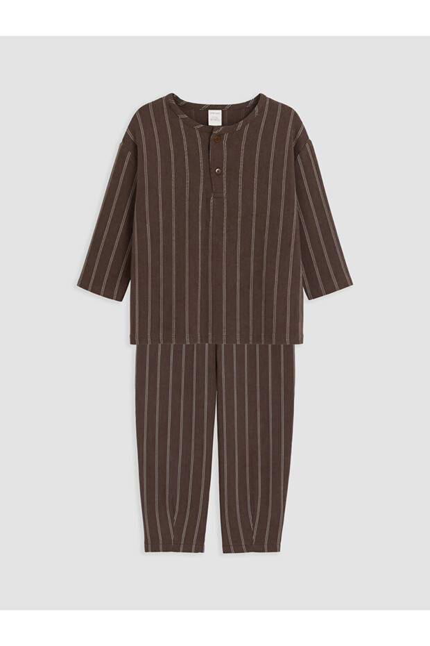 Brown Striped Baby Boy T-Shirt and Pants