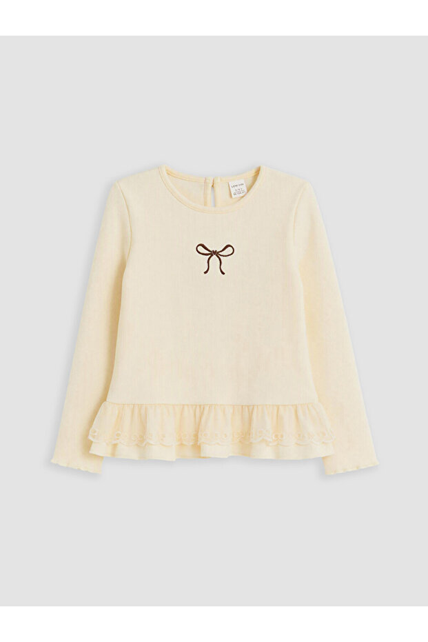 Esvab • Modern & Distinctive Zero Roba Collar Bow Detail Girls' T-Shirt